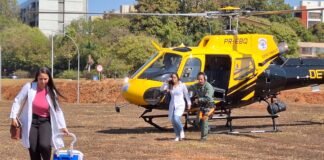 Mais um coração é transportado pelo helicóptero do Detran-DF