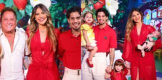 Quantos filhos de Leonardo foram ao aniversário de Maria Flor?