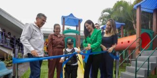 Novo espaço de lazer do Hmib recebe playground doado pela campanha Vem Brincar Comigo