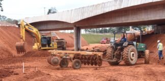 Terraplanagem segue sob viaduto da Epig e prepara caminho para corredor exclusivo de ônibus