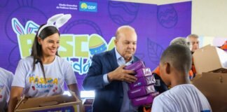 Campanha Páscoa Solidária distribui cestas básicas e chocolates a crianças no COP Parque da Vaquejada