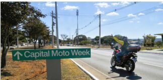 Capital Moto Week 2025: GDF instala placas de sinalização nas vias de acesso ao festival, na Granja do Torto