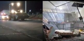 Empresário destrói fachada de cartório com retroescavadeira após demora em divórcio