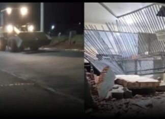 Empresário destrói fachada de cartório com retroescavadeira após demora em divórcio