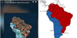 Milei publica imagem que retrata Brasil como favela e Argentina futurista