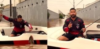 Já viu o vídeo do Professor Wesley pescando em rua alagada no Gama?