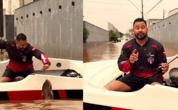 Já viu o vídeo do Professor Wesley pescando em rua alagada no Gama?