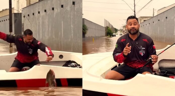 Já viu o vídeo do Professor Wesley pescando em rua alagada no Gama?