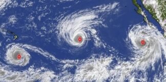 Super El Niño forma três furacões ao mesmo tempo no Pacífico