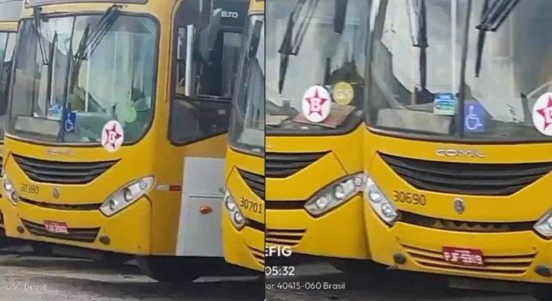 Vídeo: mais de 70 ônibus não puderam circular em Salvador por estarem com adesivos do PT